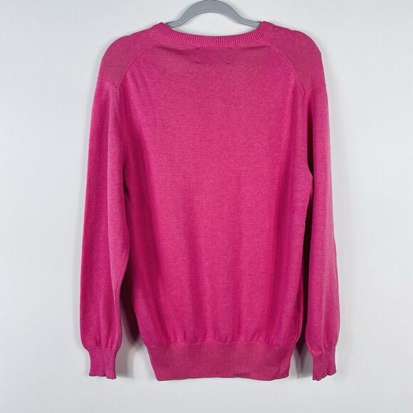 Barbour Size Small V-Neck Cotton Pullover Sweater Pink Rosewater - Picture 2 of 5